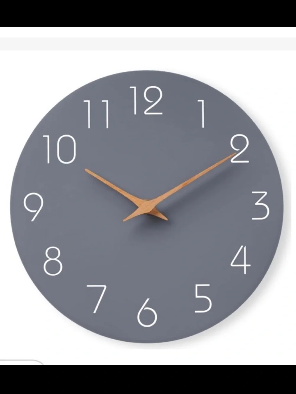 Modern Wooden Wall Clock Non-Ticking Battery-Operated 14” Gray